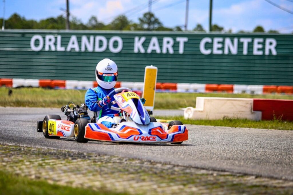 Riding around the track at the Orlando Kart Center