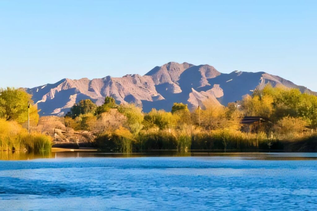 Veterans Oasis Park view across the lake