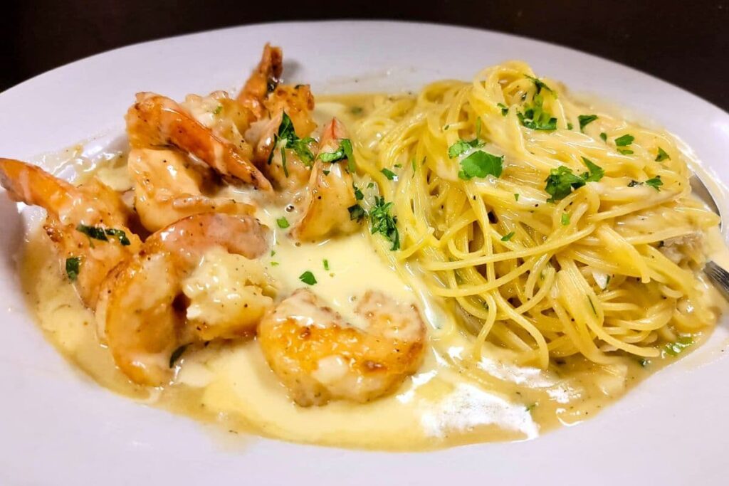 Gusto Cucina Italiana shrimp scampi with angel hair pasta