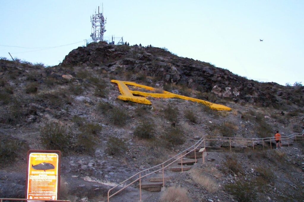 Hiking up the stairs around 'A' Mountain