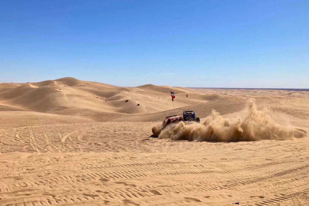 UTVs driving around the Imperial Sand Dunes