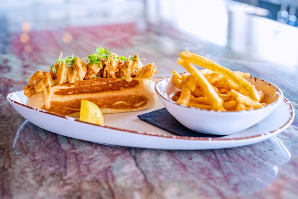 Shrimp Po'Boy and fries